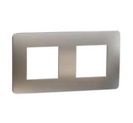 Unica Studio Metal NU280455M Rámeček dvojnásobný, White Aluminium/Bílý, Schneider Electric