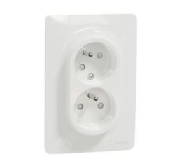 Unica NU206518 Dvojzásuvka pootočená 16A 230V, bílá, Schneider Electric