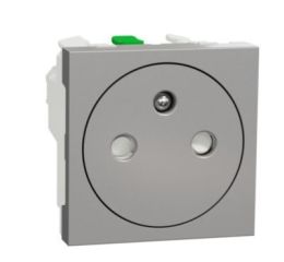 Unica NU305230E Zásuvka skrytá 250V/16A 2P+E, clonky, bezšroubová, Aluminium Schneider Electric