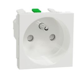 Unica NU305918E Zásuvka 250V/16A 2P+E, clonky, bezšroubové svorky, bílá, Schneider Electric