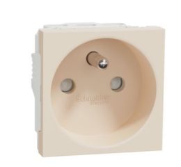 Unica NU303944E Zásuvka 250V/16A 2P+E, clonky, šroubové svorky, béžová, Schneider Electric