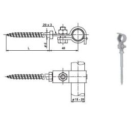 DJDbp držák jímací tyče a trubky do dřeva, délka 160mm, vrut 8mm, provedení FeZn