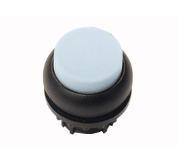 M22S-DLH-W-X1 tlačítko zvýšené bez aretace prosvětlené bílé s popisem,černý čelní kroužek