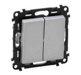 Valena LIFE vypínač č.6+6 schodišťový dvojitý hliník (plast) Legrand 752308