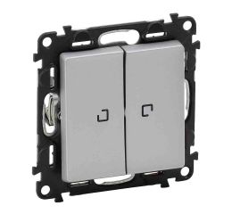 Valena LIFE vypínač č.6+6 dvojitý schodišťový s orientačním LED podsvětlením hliník (plast) Legrand 752309