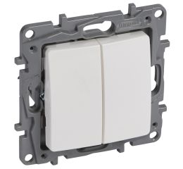 Niloé tlačítko dvojité s přepínacím kontaktem bílé typ 764508 automatické svorky Legrand