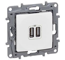 Niloé nabíječka USB dvojitá bílá 2xUSB 2400mA typ 764594 Legrand