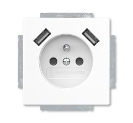 Future® linear, Solo®, Solo® carat, Busch-axcent® zásuvka jednonásobná s kolíkem, s clonkami, s nabíjením 2xUSB-A 2CKA002017A1891 studio bílá ABB