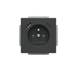 Future® linear, Solo®, Solo® carat, Busch-axcent® zásuvka jednonásobná s kolíkem, clonkami a nabíjením USB-A, USB-C 2CKA002017A1913 antracitová ABB