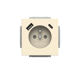 Future® linear, Solo®, Solo® carat zásuvka jednonásobná s kolíkem, clonkami a nabíjením USB-A, USB-C 2CKA002017A1914 slonová kost ABB