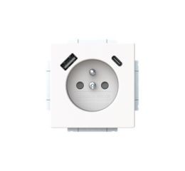 Future® linear, Busch-axcent® zásuvka jednonásobná s kolíkem, clonkami a nabíjením USB-A, USB-C 2CKA002017A1918 mechová bílá ABB