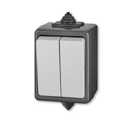 Praktik vypínač č.6+6 3553-52929 S přepínač střídavý dvojitý, IP44, šedá, ABB