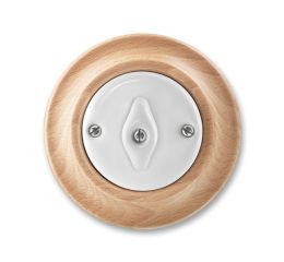 Decento® spínač č.6 (1) schodišťový otočný 3560K-C06345 50 bílá (porcelán)/přírodní buk ABB