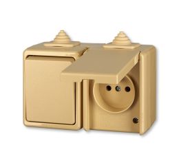Praktik 3932-20062 D kombinace přepínače střídavého a zásuvky s víčkem, IP44, béžová, ABB