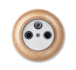 Decento® zásuvka TV+R+SAT rozhlasová a satelitní koncová 5011K-C00403 50 bílá (porcelán)/přírodní buk ABB