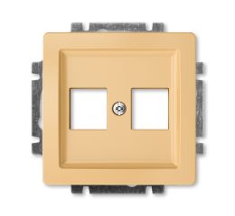 Swing® kryt zásuvky komunikační přímé dvojnásobné s kovovým upevňovacím třmenem 5014G-A02018 D1 béžová ABB