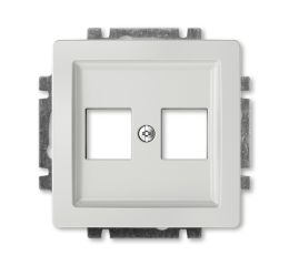 Swing® kryt zásuvky komunikační přímé dvojnásobné s kovovým upevňovacím třmenem 5014G-A02018 S1 světle šedá ABB