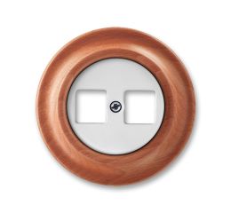 Decento® zásuvka komunikační dvojnásobná 5014K-C01018 52 bílá (porcelán)/dřevo třešeň ABB