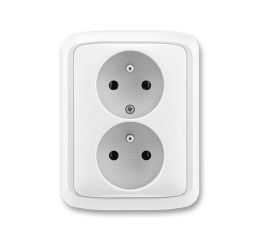 Tango® zásuvka dvojnásobná s ochrannými kolíky, šroubové svorky 5512A-2349 B bílá ABB