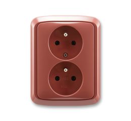 Tango® zásuvka dvojnásobná s ochrannými kolíky, šroubové svorky 5512A-2349 R2 vřesová červená ABB