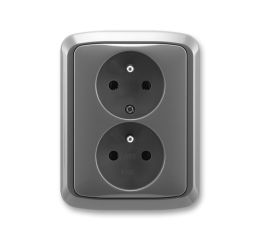 Tango® zásuvka dvojnásobná s ochrannými kolíky, šroubové svorky 5512A-2349 S2 kouřová šedá ABB