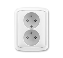 Tango® zásuvka dvojnásobná s ochrannými kolíky a clonkami, šroubové svorky 5512A-2359 B bílá ABB