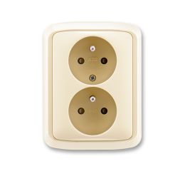 Tango® zásuvka dvojnásobná s ochrannými kolíky a clonkami, šroubové svorky 5512A-2359 C slonová kost ABB