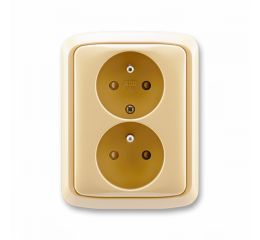 Tango® zásuvka dvojnásobná s ochrannými kolíky a clonkami, šroubové svorky 5512A-2359 D béžová ABB