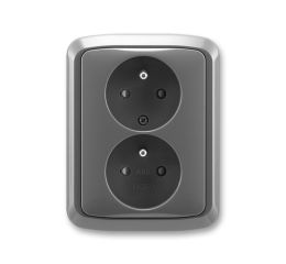 Tango® zásuvka dvojnásobná s ochrannými kolíky a clonkami, šroubové svorky 5512A-2359 S2 kouřová šedá ABB