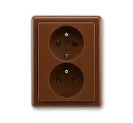 Classic 5512C-2349 H3 Zásuvka dvojnásobná s ochr.kolíky, hnědá, ABB
