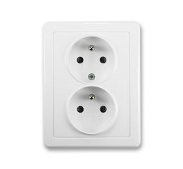 Swing® zásuvka dvojnásobná s ochrannými kolíky, šroubové svorky 5512G-C02349 B1 jasně bílá ABB