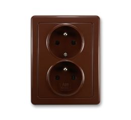 Swing® zásuvka dvojnásobná s ochrannými kolíky, šroubové svorky 5512G-C02349 H1 hnědá ABB