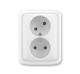 Tango® zásuvka dvojnásobná s ochrannými kolíky, natočenou dutinou, bezšroubové svorky 5513A-C02357 B bílá ABB