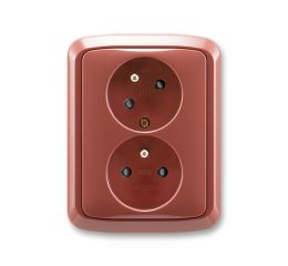 Tango® zásuvka dvojnásobná s ochrannými kolíky, natočenou dutinou, bezšroubové svorky 5513A-C02357 R2 vřesová červená ABB