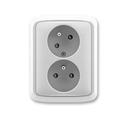 Tango® zásuvka dvojnásobná s ochrannými kolíky, natočenou dutinou, bezšroubové svorky 5513A-C02357 S šedá ABB