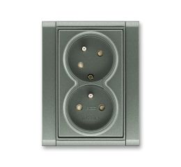 Time® zásuvka dvojnásobná s clonkami a natočenou dutinou 5513F-C02357 34 antracit ABB