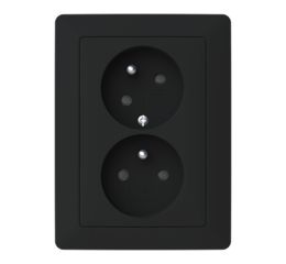 Zoni® zásuvka dvojnásobná s clonkami a natočenou dutinou 5513T-C02357 137 matná černá/bílá ABB