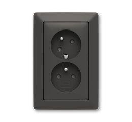 Zoni® zásuvka dvojnásobná s clonkami a natočenou dutinou 5513T-C02357 237 matná černá ABB
