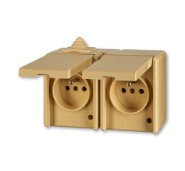 Praktik zásuvka 5518-2029 D zásuvky dvojnásobná s ochr.kolíky a víčky, IP44, béžová, ABB