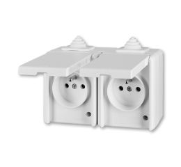 Praktik  zásuvka 5518-2069 B zásuvka dvojnásobná pro průběžnou montáž, IP44, bílá, ABB
