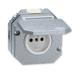 Garant zásuvka jednásobná na povrch s víčkem IP55 5518-2750 šedá ABB