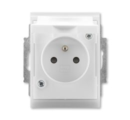 Time®, Element® zásuvka jednonásobná krytí IP44 s ochranným kolíkem s clonkami a víčkem 5518E-A02999 01 bílá/ledová bílá ABB