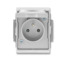 Time® zásuvka jednonásobná krytí IP44 s ochranným kolíkem s clonkami a víčkem 5518E-A02999 08 titanová ABB