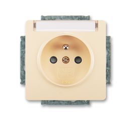 Swing® zásuvka jednonásobná s ochranným kolíkem, clonkami a popisovým polem 5518G-A02352 C1 krémová ABB