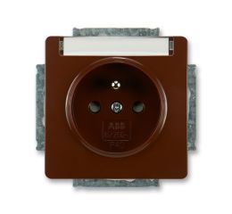 Swing® zásuvka jednonásobná s ochranným kolíkem, clonkami a popisovým polem 5518G-A02352 H1 hnědá ABB