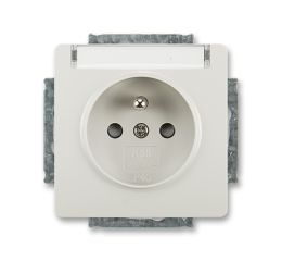 Swing® zásuvka jednonásobná s ochranným kolíkem, clonkami a popisovým polem 5518G-A02352 S1 světle šedá ABB