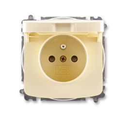 Tango® zásuvka jednonásobná s ochranným kolíkem, clonkami, víčkem, bezšroubové svorky 5519A-A02397 C slonová kost ABB