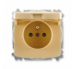 Tango® zásuvka jednonásobná s ochranným kolíkem, clonkami, víčkem, bezšroubové svorky 5519A-A02397 D béžová ABB