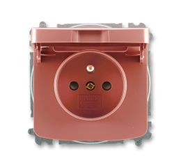 Tango® zásuvka jednonásobná s ochranným kolíkem, clonkami, víčkem, bezšroubové svorky 5519A-A02397 R2 vřesová červená ABB