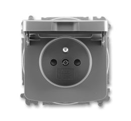 Tango® zásuvka jednonásobná s ochranným kolíkem, clonkami, víčkem, bezšroubové svorky 5519A-A02397 S2 kouřová šedá ABB